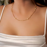 Colar Infinito Em Ouro Amarelo E Pérolas 5mm 52Cm