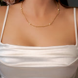 Colar Infinito Em Ouro Amarelo E Pérolas 5mm 52Cm