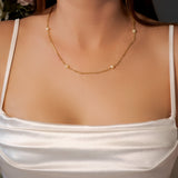 Colar Infinito Em Ouro Amarelo E Pérolas 5mm 52Cm