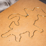 Colar cordão elo baguete em ouro amarelo com 61.5cm de comprimento e 1.5mm de espessura