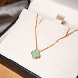 Colar Trevo Elo Cartier Em Ouro Amarelo e Malaquita