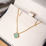 Colar Trevo Elo Cartier Em Ouro Amarelo e Malaquita