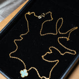 Colar Trevo Elo Cartier Em Ouro Amarelo e Malaquita