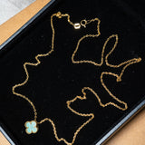 Colar Trevo Elo Cartier Em Ouro Amarelo e Malaquita