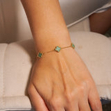 Pulseira Trevo Turquesa Em Ouro Amarelo e Malaquita