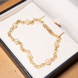 Pulseira Infinito Em Ouro Amarelo E Pérolas 20Cm
