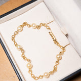 Pulseira Infinito Em Ouro Amarelo E Pérolas 20Cm