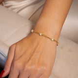 Pulseira Infinito Em Ouro Amarelo E Pérolas 20Cm