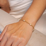 Pulseira Infinito Em Ouro Amarelo E Pérolas 20Cm