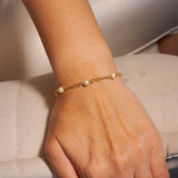 Pulseira Infinito Em Ouro Amarelo E Pérolas 20Cm