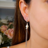 Brinco Pendente Queen Franjas Ouro Branco E Diamantes