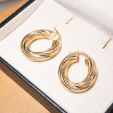 Brinco Argolas Design Em Ouro Amarelo