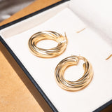 Brinco Argolas Design Em Ouro Amarelo