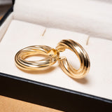 Brinco Argolas Design Em Ouro Amarelo
