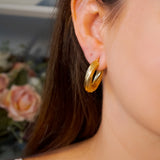 Brinco Argolas Design Em Ouro Amarelo