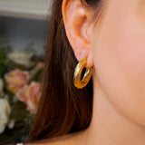 Brinco Argolas Design Em Ouro Amarelo