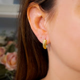 Brinco Argolinha Shell Em Ouro Amarelo E Diamantes