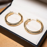 Brinco Argolas Style Lisa Em Ouro Amarelo