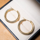 Brinco Argolas Style Lisa Em Ouro Amarelo