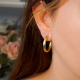 Brinco Argolas Style Lisa Em Ouro Amarelo