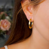 Brinco Argolas Style Lisa Em Ouro Amarelo