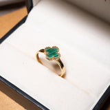 Anel Trevo Em Ouro Amarelo e Malaquita