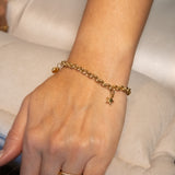 Pulseira Elos Portugueses E Pingentes Em Ouro Amarelo 20Cm