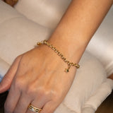 Pulseira Elos Portugueses E Pingentes Em Ouro Amarelo 20Cm