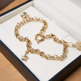 Pulseira Elos Portugueses E Pingentes Em Ouro Amarelo 20Cm