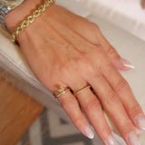 Anel Chuveirinho Flor Em Ouro Amarelo Com Diamantes