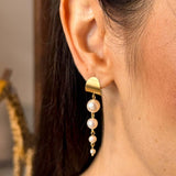 Brincos Pendentes Em Ouro Amarelo Com Pérolas Barrocas