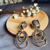 Brincos Pendentes Elos Em Ouro Rosê Com Diamantes Cognac