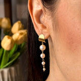 Brincos Pendentes Em Ouro Amarelo Com Pérolas Barrocas