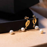 Brincos Pendente Em Ouro Amarelo Com Diamante E Pérolas