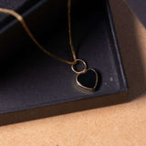 Pingente Coração Em Ouro Amarelo Com Ônix