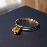 Anel Chuveirinho Flor Em Ouro Amarelo Com Diamantes