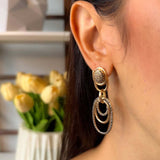 Brincos Pendentes Elos Em Ouro Rosê Com Diamantes Cognac