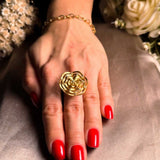 Anel Flor Em Ouro Amarelo Com Diamantes